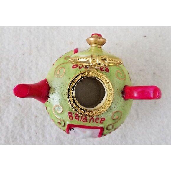 Libra tea pot Trinket‎ jewelry Box "sept 23 - oct 23" balance pink green gold - Picture 9 of 11